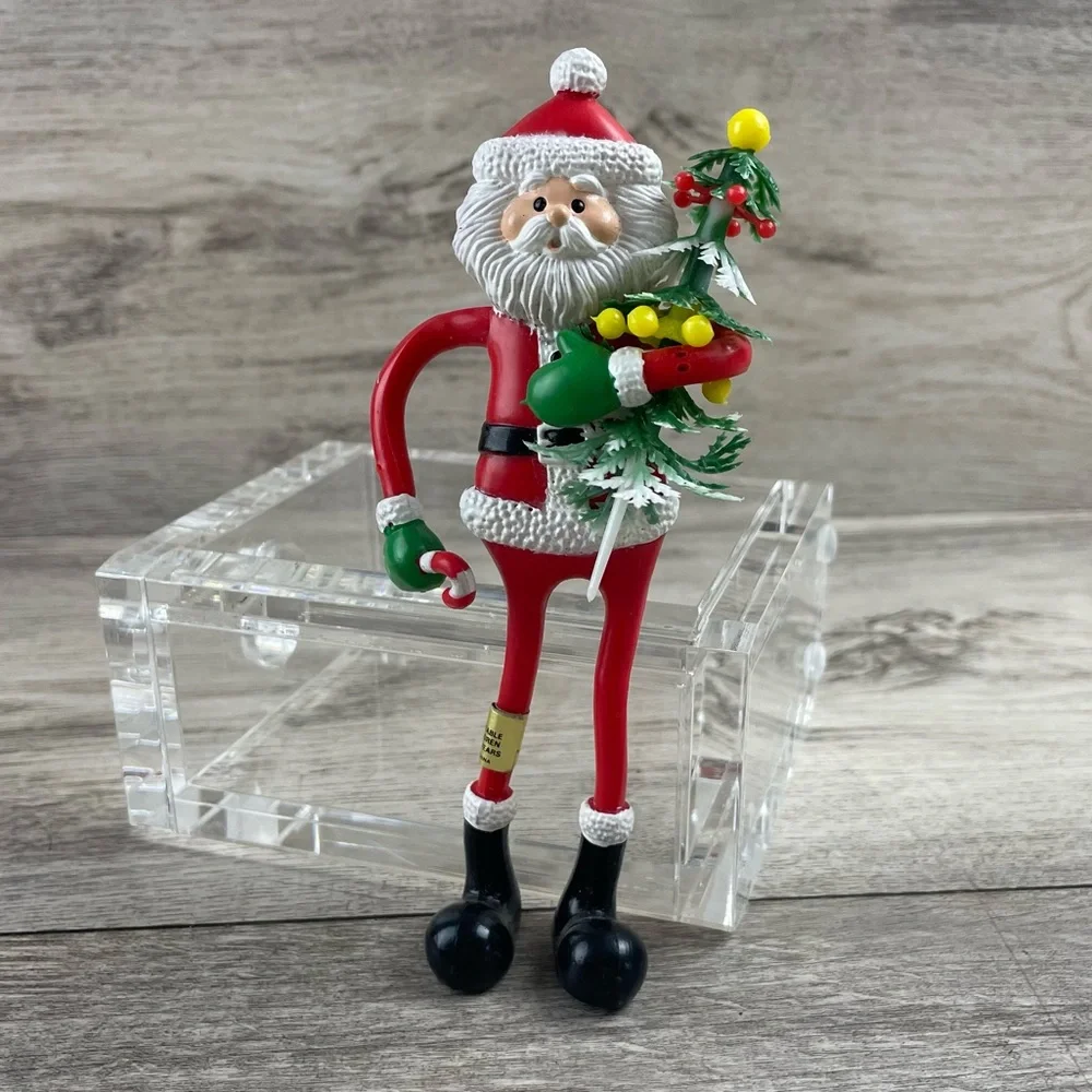 RUSS SKINNY SANTA BENDABLE BENDY 5.5” RUBBER FIGURE Holding Christmas Tree